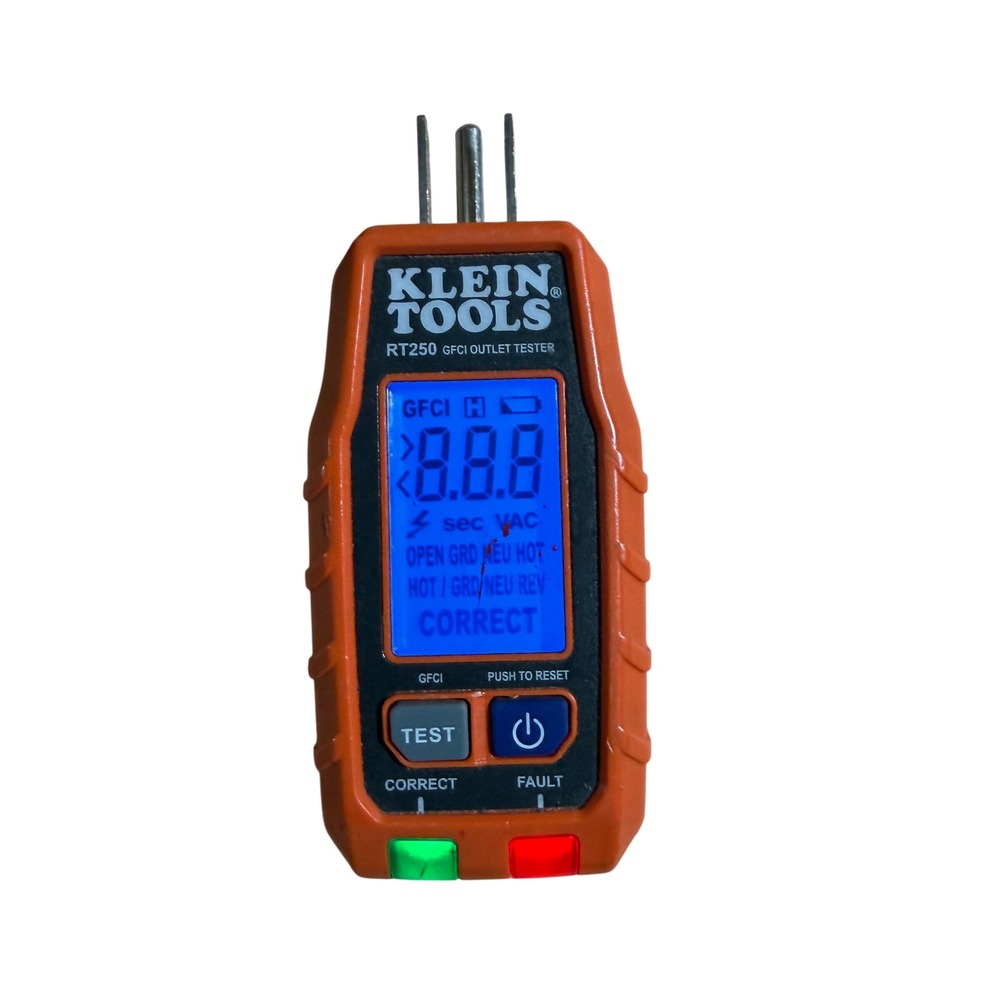Klein Tools RT250 GFCI Outlet Tester LCD Display Voltage Receptacle Wiring Fault